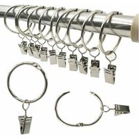 Curtain Clips - 25 mm Inner Diameter - For 16 mm Curtain Rods - Matte Silver - 40 Pieces