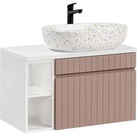 Waschtisch 80cm 2 Nischen Zelie Rosa und Weiß