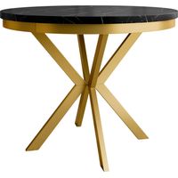 Mesa Oswego 156, Mármol negro + Dorado, 76x0x0cm, Alargamiento, Aglomerado laminado, Metal