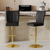 Des tabourets réglables en hauteur, en paire de 2 unités. Ils peuvent tourner sur 360°. Des tabourets luxueux, conçus dans un design noir-orange, faits d’une peau en PU résistante à l’eau.