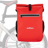 Wiltec Sacoche sac à dos étanche pour porte-bagages rouge – capacité de 20 L – en 600D TPU – avec compartiment pour ordinateur portable – pour vélos et vélos électriques – Sac de bicyclette – Cyclisme