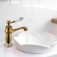 Lampenmodell Gott Vintage Messing Wasserhahn Waschbecken Wasserhahn Küchenspüle Einhebelmischer Wasserhahn Goldfarbe