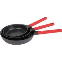 Lot de 3 Poêles à Frire en Fonte d'Aluminium 20, 24 et 28 cm, Revêtement Antiadhésif pour Tous Types de Cuisinières