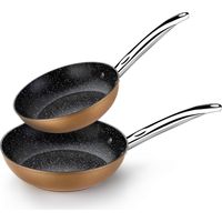 Monix Copper – Set di 2 padelle effetto rame, 20 – 24 cm, alluminio forgiato antiaderente con particelle di titanio, per tutti i tipi di cottura, anche a induzione.
