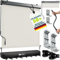 tillvex® Senkrechtmarkise 160x250 cm Beige für Außen- und Innenbereich Außenrollo wasserfest mit Handkurbel für Balkon, Terrasse & Garten Balkonrollo Sonnenschutz aus Aluminium Rollo Sichtschutz