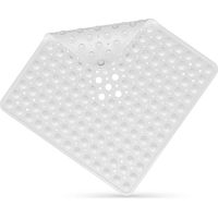 Tapis de douche carré antidérapant 53x53 cm, ventouses, blanc, lavable – DELKEVIC
