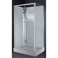 Alutrade – Cabine de douche 120x80 cm – Verre sécurit 6 mm transparent – Colonne thermostatique avec douchette – Version gauche