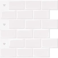 Juego de 10 piezas, azulejo autoadhesivo de metro blanco, protector contra salpicaduras de baño y cocina adhesivo, papel adhesivo de vinilo de ladrillo 3D, 30x30cm