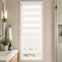 Vounot – Store enrouleur jour-nuit 45x150cm – Installation sans perçage ou avec – Tissu 100% polyester – Tube métallique – Blanc