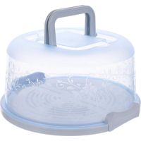 Présentoir à gâteaux, présentoir à gâteaux en plastique, plateau à gâteaux portable avec couvercle et poignée, présentoir à cupcakes, boîte à gâteaux, transport de gâteaux (20 cm, bleu)