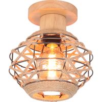 Rétro Plafonnier Cage Industrielle Lampe de Plafond E27 Douille Suspension Luminaire en Fer Corde de Jute pour Salon Chambre Couloir Noir 1PCS