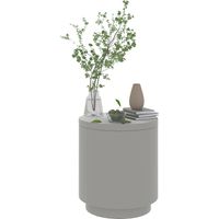 Tavolino Multiuso Secchiello Ghiaccio Coperchio Cemento Acciaio Inox Ø37,5x43,5 cm Grigio Chiaro