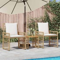 vidaXL Outdoor Furniture Set 3 pcs Natural and Cream White
