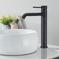 DETBOM Waschtischarmatur Bad Schwarz Mischbatterie Bad Hoch 360° Drehbar Einhebelmischer Moderner Wasserhahn Bad Hoch für Waschbecke
