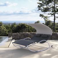 Leco Rollbare Doppel-Schaukelliege mit Sonnendach "Edda", anthrazit-grau, 206 x 146 x 165 cm (L x B x H)