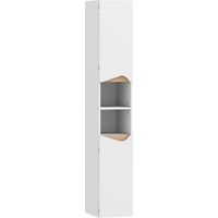 Badezimmer Hochschrank Badschrank Badregal 30 x 34 x 182 cm Badezimmerschrank mit 2 offenen Fächern und 2 Tür