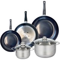 Ensemble de 3 Poêles de cuisson 24, 28 et 32 cm et 2 faitouts 16 et 24 cm Elo Prima Brillant