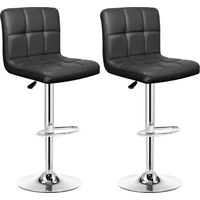 IntimaTe WM Heart 5001A03, Set di 2 sgabelli da bar in finta pelle, stile moderno, quadrato, da cucina, con schienale, colore: nero, 43 x 36 x 94.5 cm