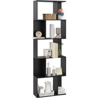 Mobile Libreria in Legno a 5 Ripiani Design Moderno in Legno, 60x24x184.5 cm, Nero