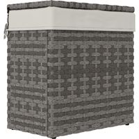 Cesta Contenitore da Giardino e Casa in Rattan con Tessuto Interno, 57x34x62cm, Grigio