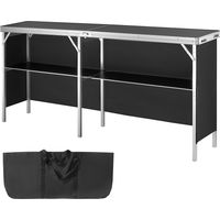 Mophorn Bancone fieristico portatile, 1980 x 385 x 880 m Stand fieristico Bancone espositivo, Bancone pieghevole per tavolo da bar, Reception con ripiano, Borsa per il trasporto, Nero