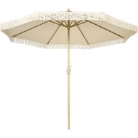 Parasol de jardin inclinable à manivelle avec mât en 2 sections, polyester et métal, 2,6 x 2,4 m, crème