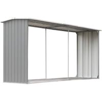 Abri de stockage de bois Acier galvanisé 330x92x153 cm Gris