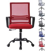 Adjustable Swivel Office Chair w/Padded Seat Cushion and Lumbar Support - MESH RED