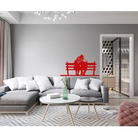 COUPLE - Sticker mural en vinyle 55x100 cm - Couleur : Rouge