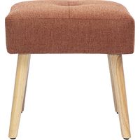 Tabouret bas en tissu effet velours texturé terre brûlée et bois clair massif H46 cm GUESTA