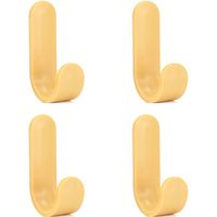 Lot de 4 crochets muraux simples en forme de J, style nordique - Jaune