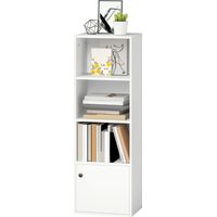 Librería 4 niveles estantería libros moderna estantes abiertos puerta 40x30x120 cm Blanco
