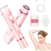 Tondeuse bikini pour femme, rasoir électrique 2 en 1, étanche IPX7, facile à nettoyer, autonomie de 120 minutes sans fil (rose)