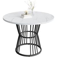 Marble Pattern Round Table 100cm, Metal Frame, Modern Simple