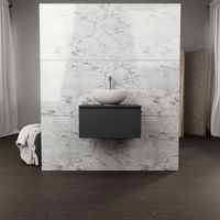 Inda - Mobile bagno 60 cm Nero opaco con 1 cassetto e lavabo in