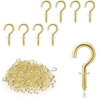 100 pezzi di piccoli ganci a vite, viti ad occhiello, mini viti per legno, ganci a vite, per appendere piante, decorazioni artistiche, chiavi, decorazioni natalizie (oro)