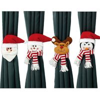 4pcs Christmas Cartoon Doll Curtain Ties, Elk+penguin+snowman+old Man Pattern Curtain Ties, No Damage To Curtains
