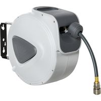 DURHAND carrete de manguera de aire comprimido automático de 10 m conector de 1/4'' BSP soporte para pared giratorio 180° diámetro interno 8 mm gris