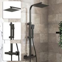 SKY Thermostatic Mixer Shower Square Black With Dual Head Rainfall Head Handset Bathroom