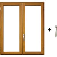 Ventana de Madera de 2 hojas H105 x L90 cm con tablero lateral, manilla (ref 010220f9) Gd Menuiseries