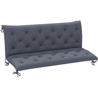 Outsunny Cojín para Banco con Respaldo 150x98x8 cm Colchón de Banco de 3 Plazas con 6 Cordones de Fijación para Jardín Terraza Balcón Exterior Gris
