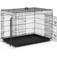 VOUNOT Jaula para Perros de Alambre Metálico de 2 Puertas, Caja para Perros Perrera Plegable 107x70x78cm