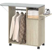 Mobile Aces de Stiro con Piano d'Appoggio Effetto Lino 3 Ripiani a Cubo Guida 127x42,5x99 cm Multicolore