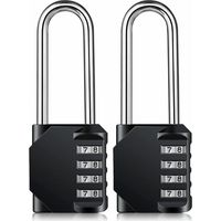 Cadenas à combinaison 4 chiffres – Résistant aux intempéries, manille en acier, verrou réinitialisable, longueur 6,3 cm, lot de 2