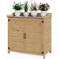 Tavoli da lavoro per Giardinaggio Bealife Armadio Esterno di Riordino 2 in 1 Legno di Abete Acciaio