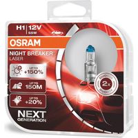 Bombillas halógenas Osram H1 12V 55W P14.5s Night Breaker Laser +150% /2 unidades/