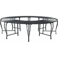 vidaXL Banc d'Arbre 8-Nombre de places Ø 160 x 44 cm Acier Noir Rond