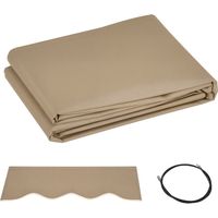Techo de Repuesto para Toldo 382x240 cm Lona para Toldo con Dobladillo Protección UV Impermeable para Patio Beige