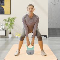 Kettlebell rempli 12 kg 21x21x30 cm Vert gris de sable métallique Poignée antidérapante pour l’entraînement à domicile et