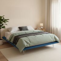 Talamo Italia Doppelbett Linda, Festes Bett aus Stoff mit Füßen, 100% Made in Italy, passend für Matratze Cm 160x200, Blau
